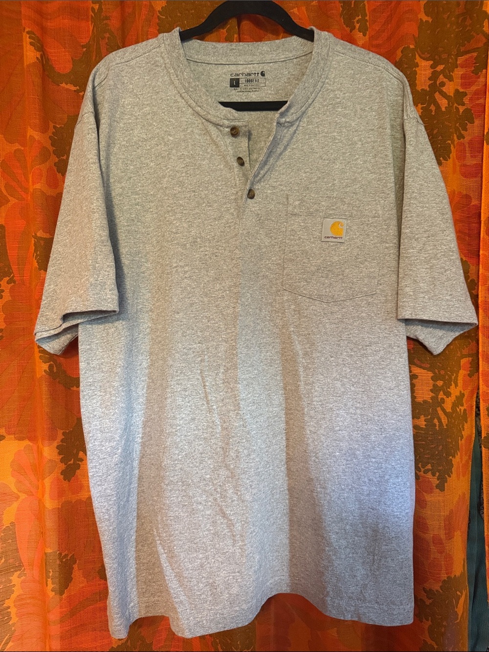 Carhartt Heather Gray Short-Sleeve Henley Pocket Tee